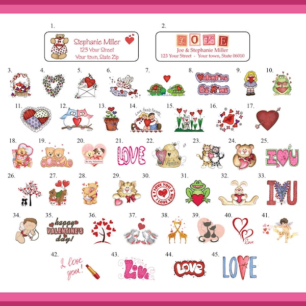 LOVE, Valentine's Day, Wedding, Address LABELS, 30 Return Address Labels per sheet, Love, Hearts, Personalized