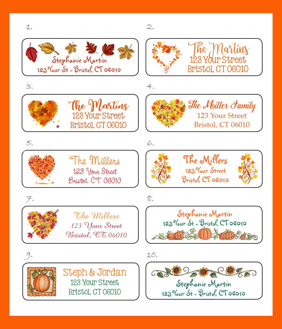 Fall Leaves Personalized Return Address Labels - Set of 30