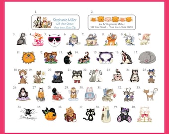 CAT, CATS Address LABELS, 30 Return Address Labels per sheet, Kittens, Kitty, Personalized