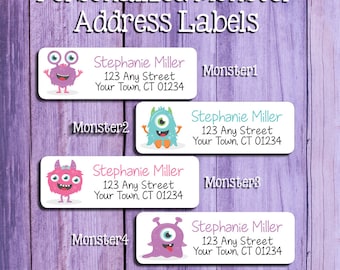 SILLY MONSTERS Address Labels for kids, Personalized