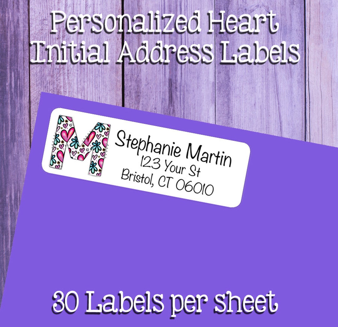 Address Labels Heart Personalized Heart Initial Address Labels - Set of 30 - Etsy