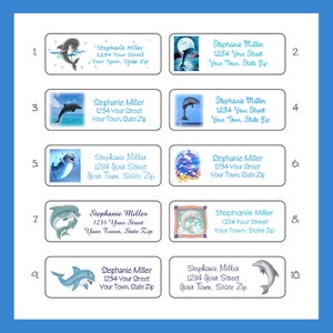 Dolphin Personalized Return Address Labels, Sets of 30 Labels, Your Choice of Design