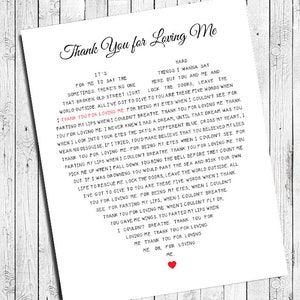 Lyrics in Heart Thank You for Loving Me, Bon Jovi, Wall Decor, Printable Instant Download, Valentine&#39;s Day