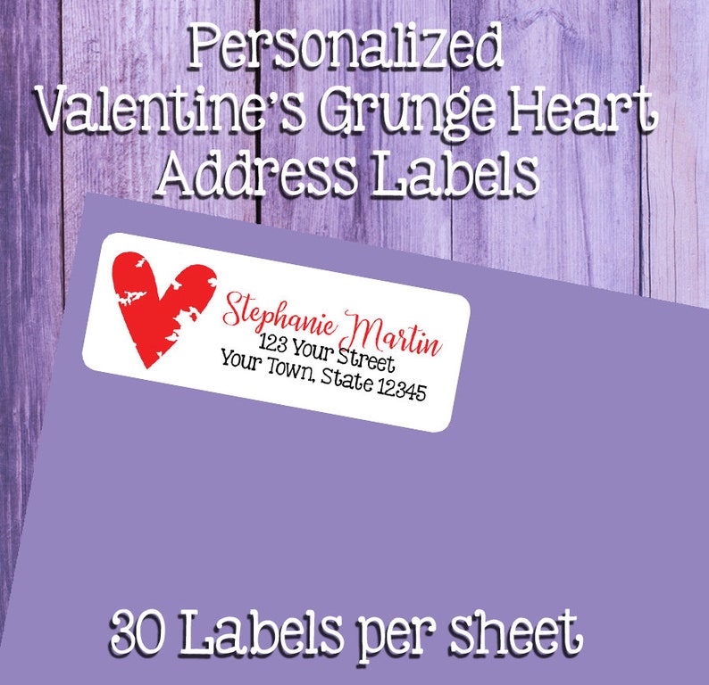 Grunge HEART Address Labels and Matching Seals Sets of 30 Etsy