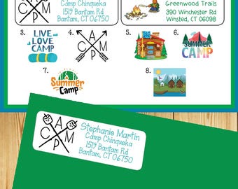 Etiquetas de remitente personalizadas para campamento de verano para niños (juegos de 30)