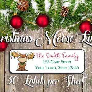 Return Address Labels CHRISTMAS Moose Address LABELS Sets of | Etsy