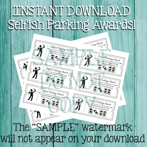 Afdrukbare Instant Download Selfish Parking Award, slecht parkeren, je zuigt bij parkeerkaart, 6 keer je print humoristische grap