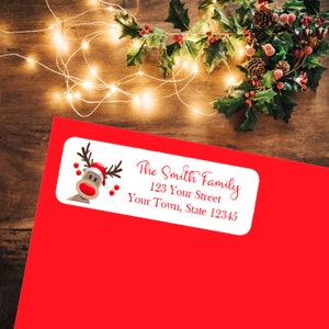 30 CHRISTMAS Address Labels RUDOLPH Address LABELS, Reindeer, Personalized