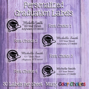Personalized CLEAR GRADUATION Return ADDRESS Labels - Graduation, Class of 2025, Graduating Class, Sets of 30