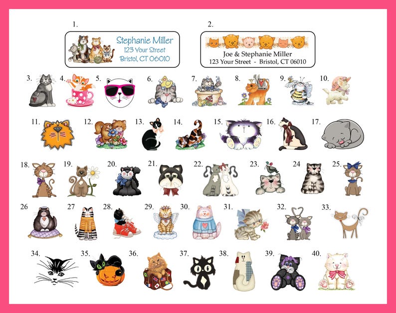 Cat Lable Personalized Cat Address Labels - 30 per Sheet - Etsy