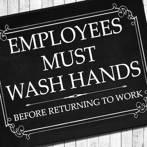 EMPLOYEES Must WASH HANDS Bathroom Business Signs 8x10 Instant Download Sign Hand Wash Reminder