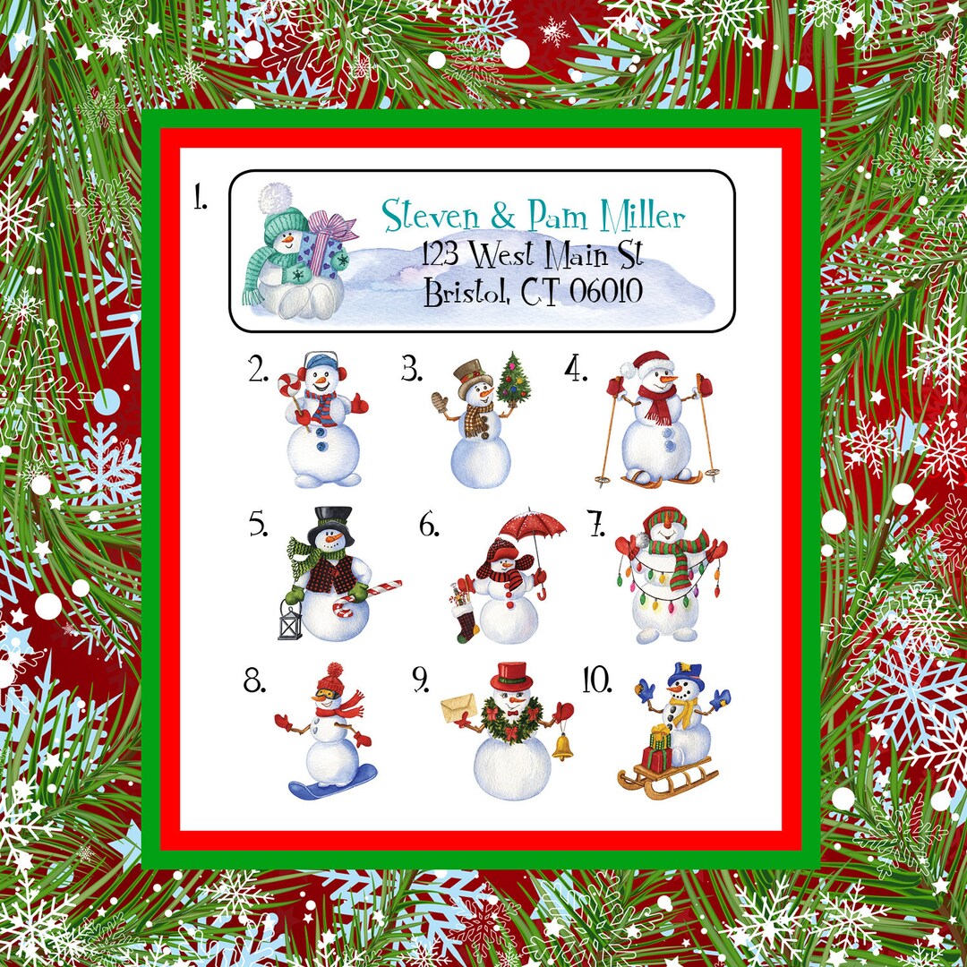 Personalized Cute CHRISTMAS and Holiday SNOWMEN Address Labels, Return ...