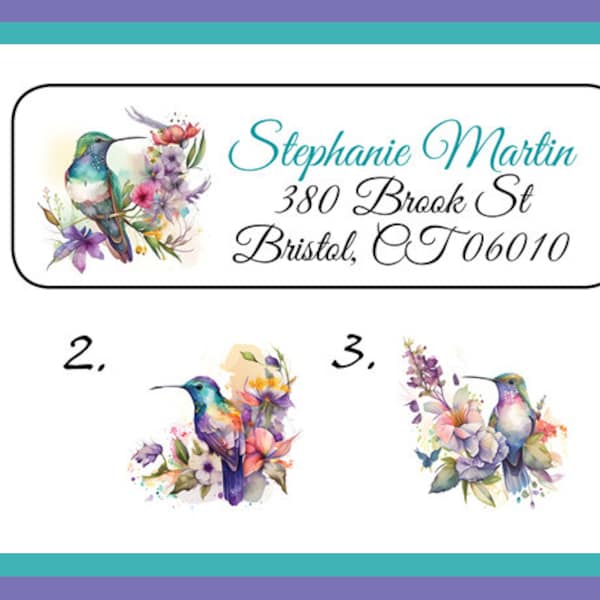 HUMMINGBIRD Address Labels, Humming Birds, Sets of 30, Personalized Return Labels