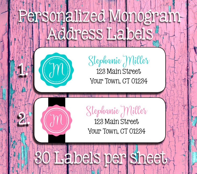 Personalized Monogram Designs Return Address Labels, Sets of 30 - Etsy