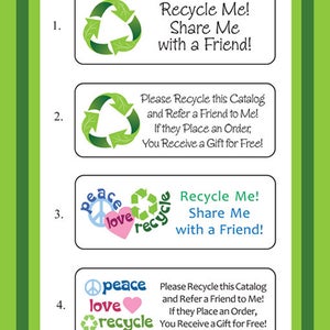 RECYCLE LABELS for Home Party Catalogs, Brochures, Avon, Mary Kay, Thirty-One, Tupperware, Posh and more