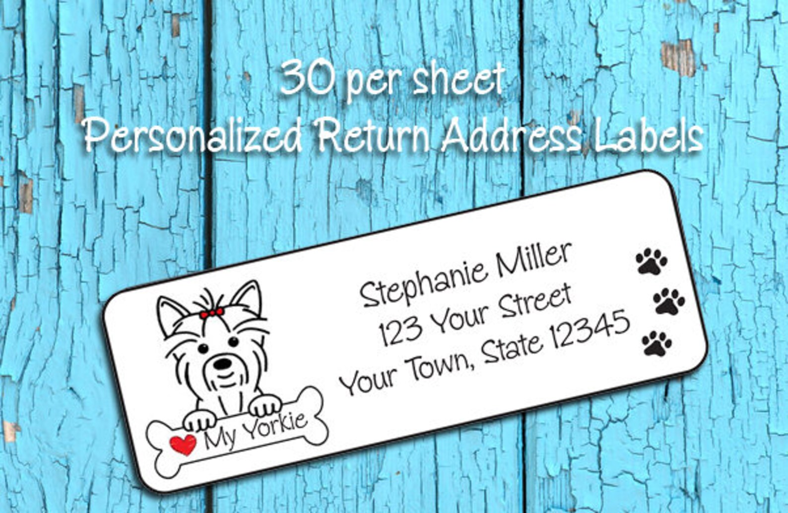 I Love My YORKIE ADDRESS Labels Yorkshire Terrier Paw Etsy