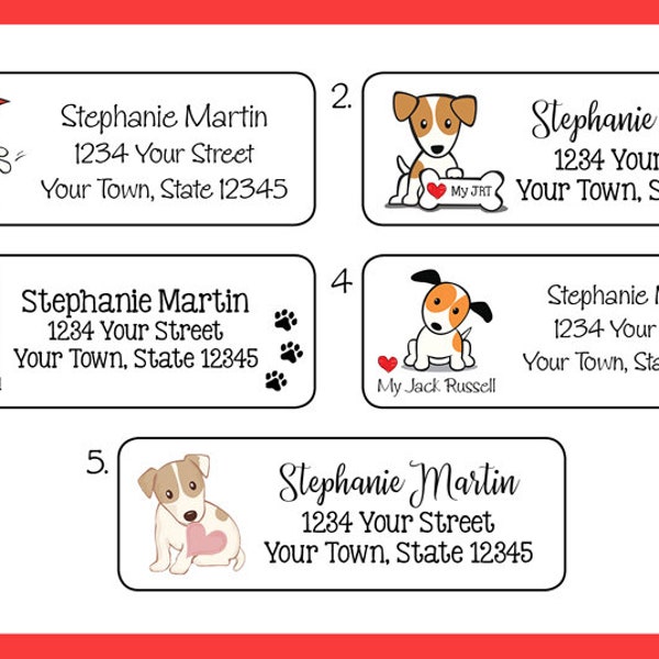 Personalized ADDRESS Labels I Love My JACK RUSSELL, Paw Prints, Cute Dog, Sets of 30, Personalized Return Labels