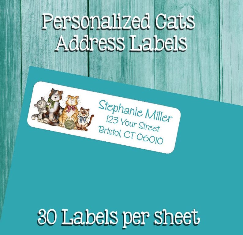 Cat Addressing Personalized Cat Address Labels - 30 per Sheet - Etsy