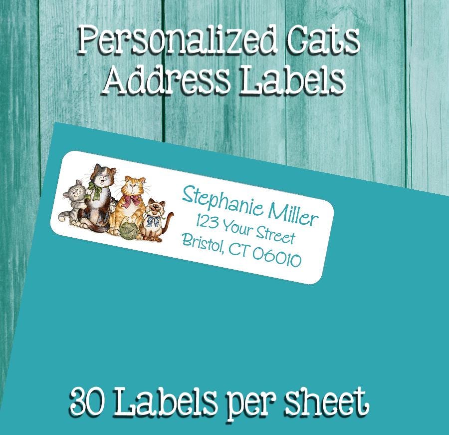 Personalized Cat Address Labels - 30 per Sheet - Etsy