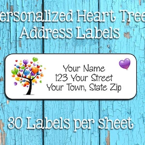 Personalized Address Labels LOVE HEART TREE, Wedding, Return Address Labels, Love, Return Labels