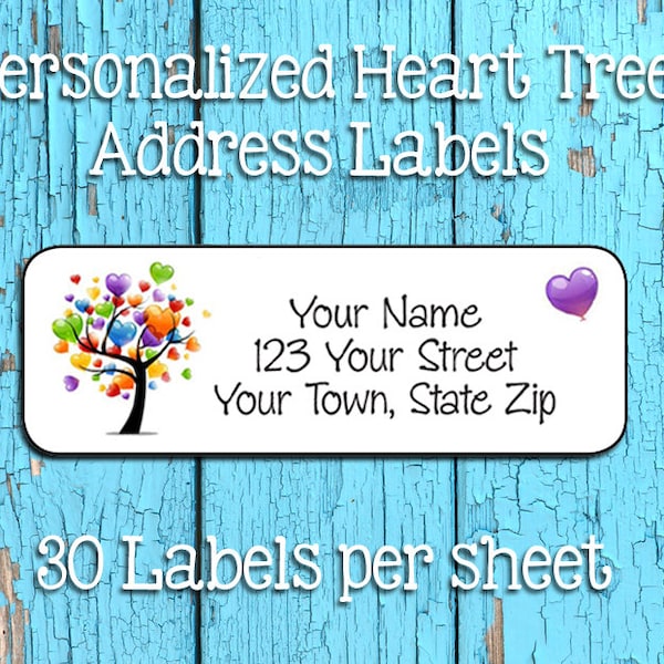Personalized Address Labels LOVE HEART TREE, Wedding, Return Address Labels, Love, Return Labels