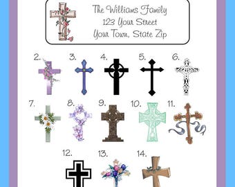 Personalized ADDRESS Labels Religious CROSS Labels, Crosses, Personalized Return Labels