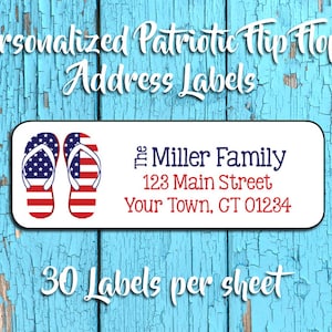 USA US Flag Personalized Return Address Labels America 4th of July 60 Labels 