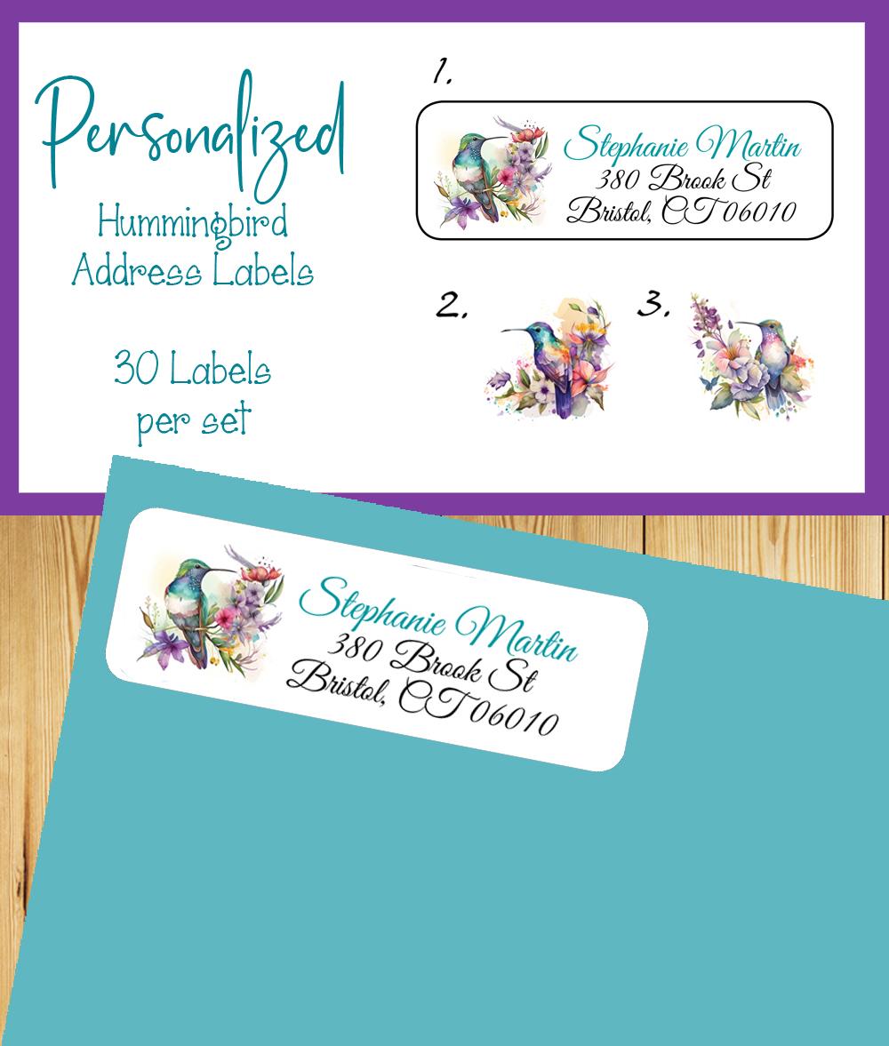 Hummingbird Personalized Return Address Labels, Humming Birds, Sets of ...