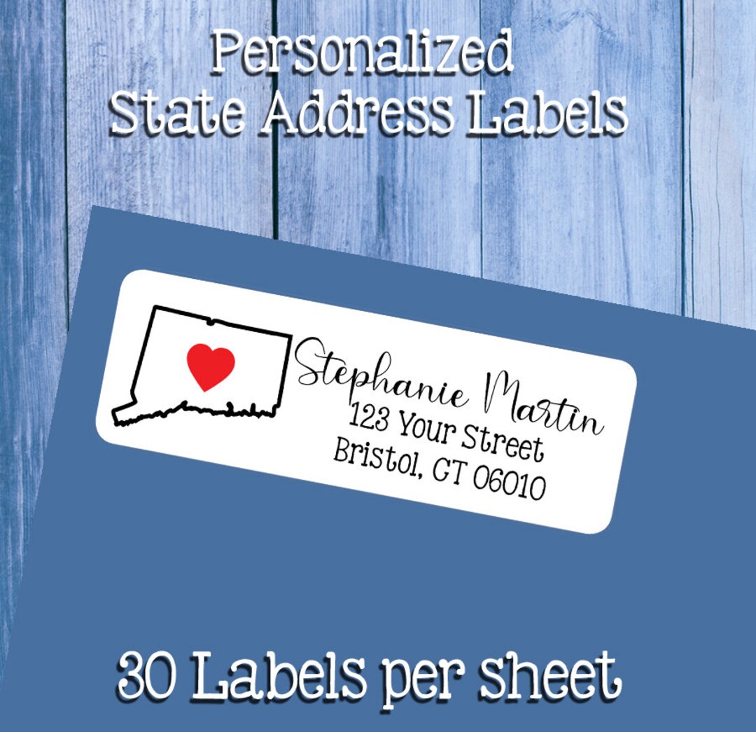 Personalized State Outline Address Labels - Set of 30 - Etsy