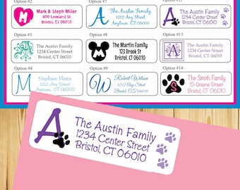 Personalized Family Name Return Address Labels, Sets of 30 Monogram Labels