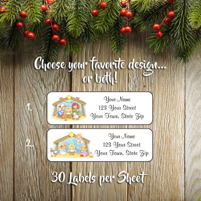 CHRISTMAS NATIVITY Return Address Labels Sets of 30 Manger Etsy