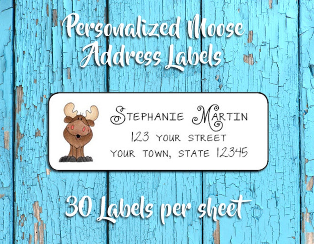 Personalized ADDRESS Labels Cute MOOSE, Return Address Labels, Sets of ...