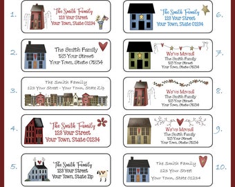 Saltbox Country HOUSE Return ADDRESS Labels, Sets of 30, Change of Address, Moving, Personalized