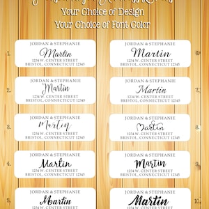 Labels voor retouradres: familienaam 7, bruiloft, pasgetrouwden, sets van 30, gepersonaliseerd