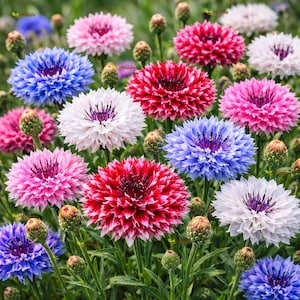 CORNFLOWER - Frosty Mix - BATCHELOR'S BUTTON - 1000 seeds - Centaurea cyanus  - Double Ball