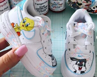 Zapatillas pintadas para niños, zapatos personalizados Air Force 1 bebé, regalo de cumpleaños para él