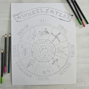Wheel of the Year - 11x14 - Coloring Poster - Fine Art Giclée Reproduction Print