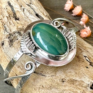 25-032 / Quingu Turquoise and Silver Cuff for Large Wrist