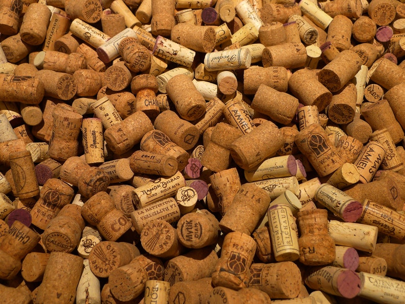 Printed Used Wine Corks SYNTHETIC Crafts Projects Favors Art QTY 50
