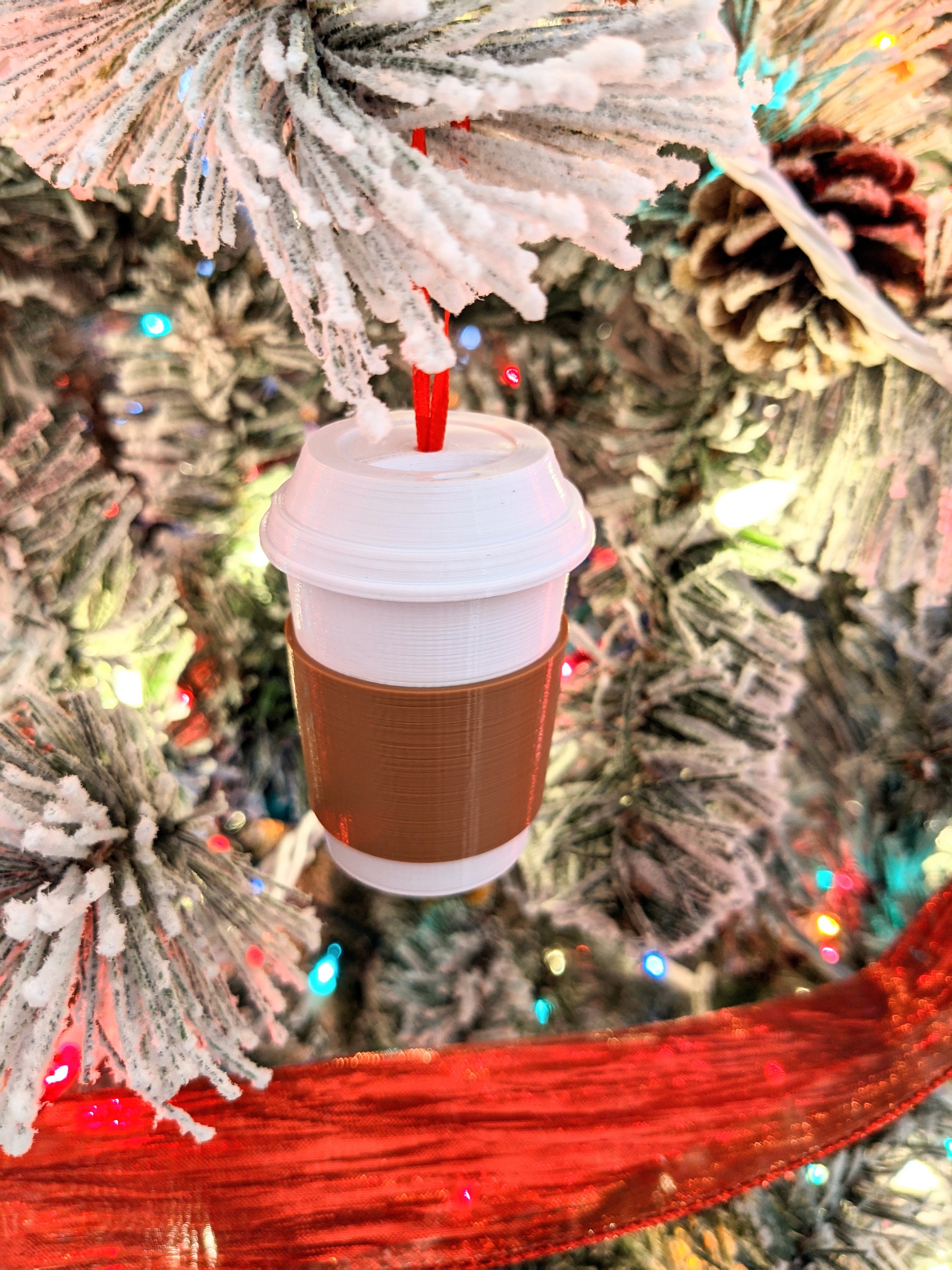 Coffee Cup Christmas Tree Ornament 3D Printed Custom Colors Etsy