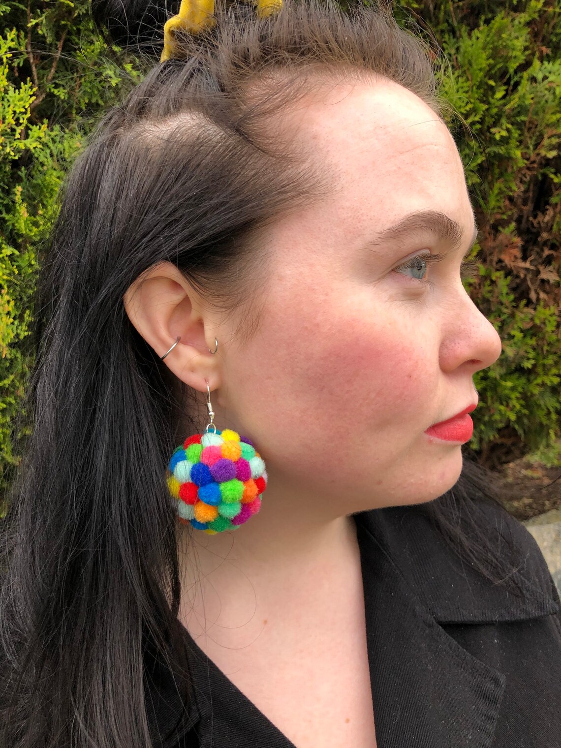 Rainbow Brite Puff Ball Earrings Etsy