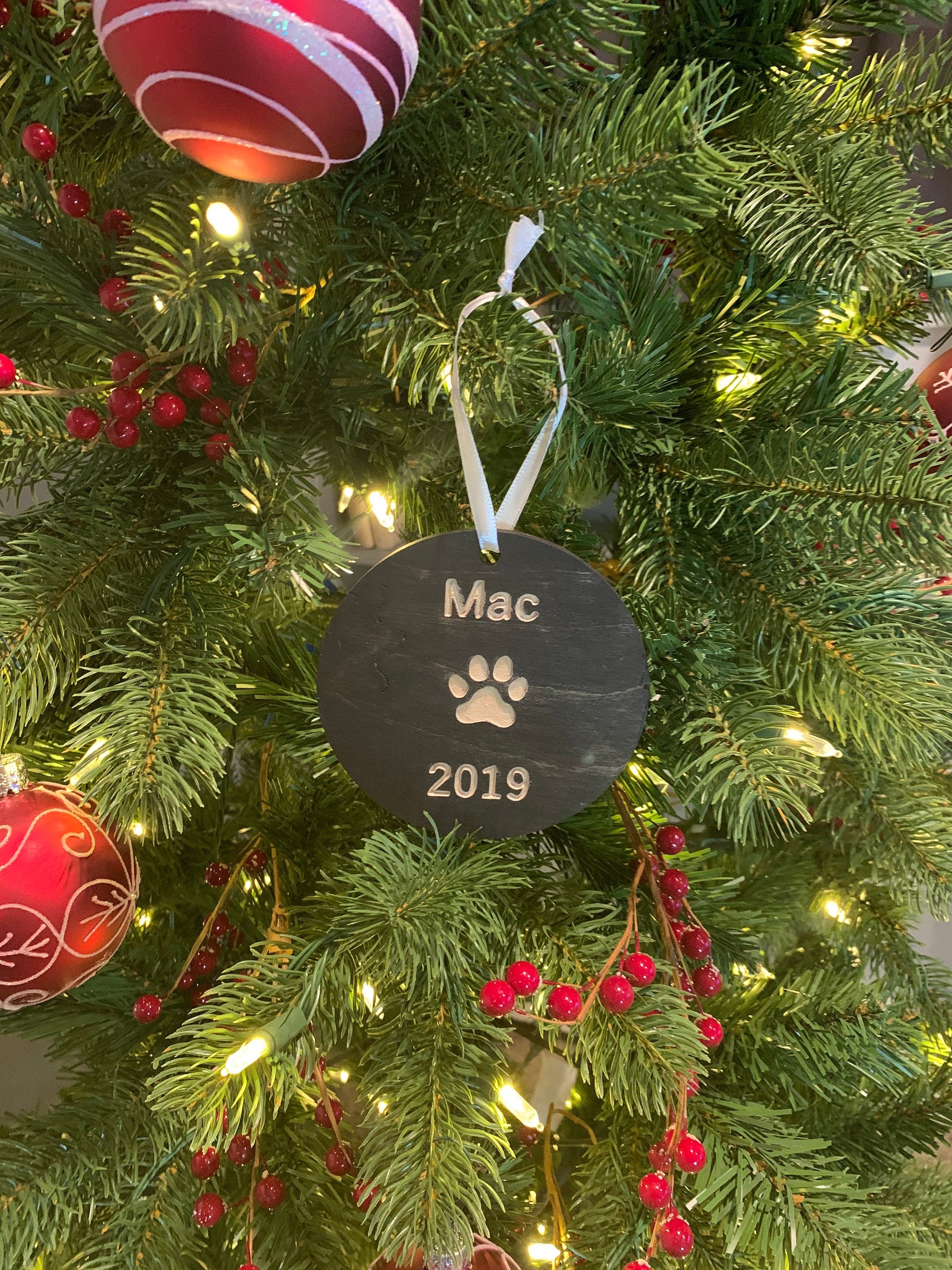 Custom Wooden Dog Name Christmas Ornament Etsy