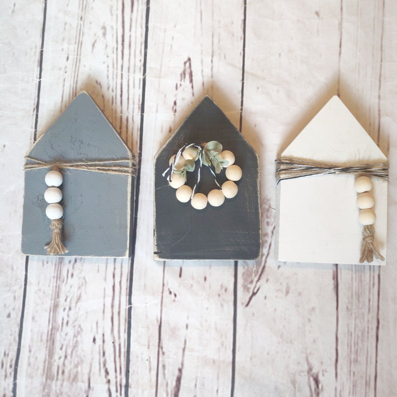 Wood Houses Tiered Tray Display / Wooden Beads Etsy