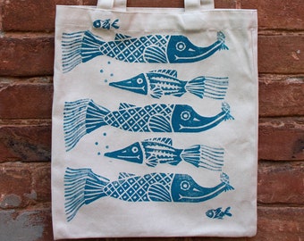 Eco bag "Fishes", shopping bag, tote bag, market bag, cotton bag, shoulder bag, grocery bag, beach bag