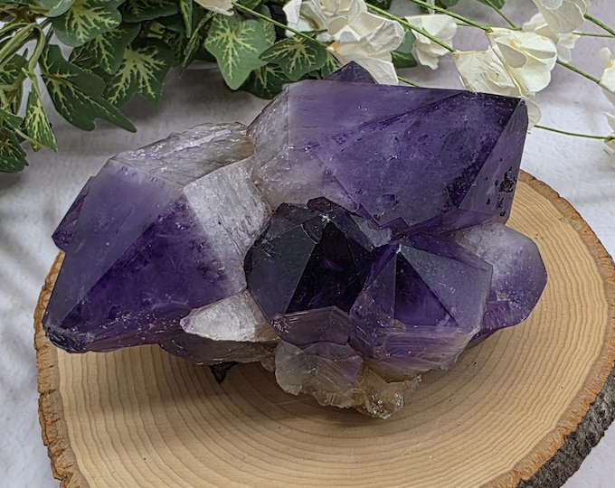 Raw Amethyst Cluster: Deep Purple Crystals on Matrix, 2+ Pounds