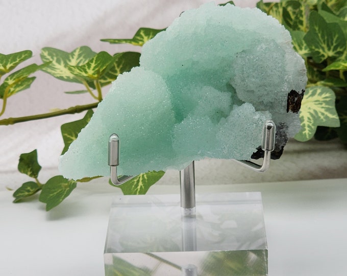 Hemimorphite Blue Specimen On Matrix, Durango Mexico Origin, Beautiful Blue Natural Gemstone Specimen With Display Stand, Rare Gift Idea !