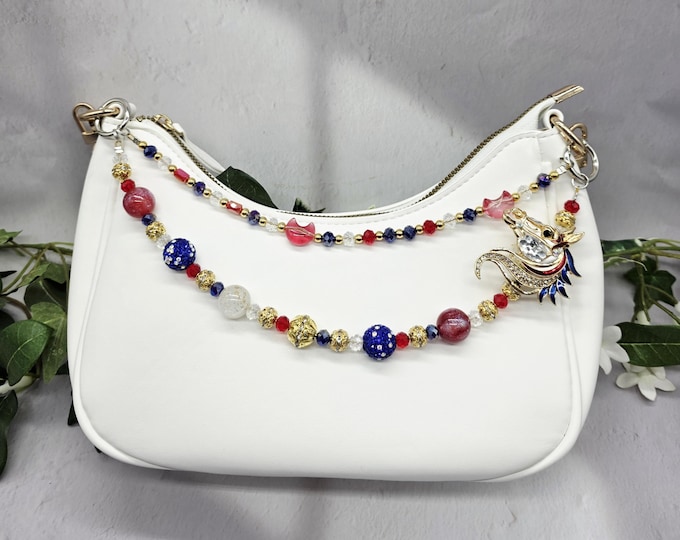 Patriotic Horse Bag Charm Wristlet USA 250 Anniversary Purse Charm Red White Blue Phone Strap Equestrian Handbag Accessory