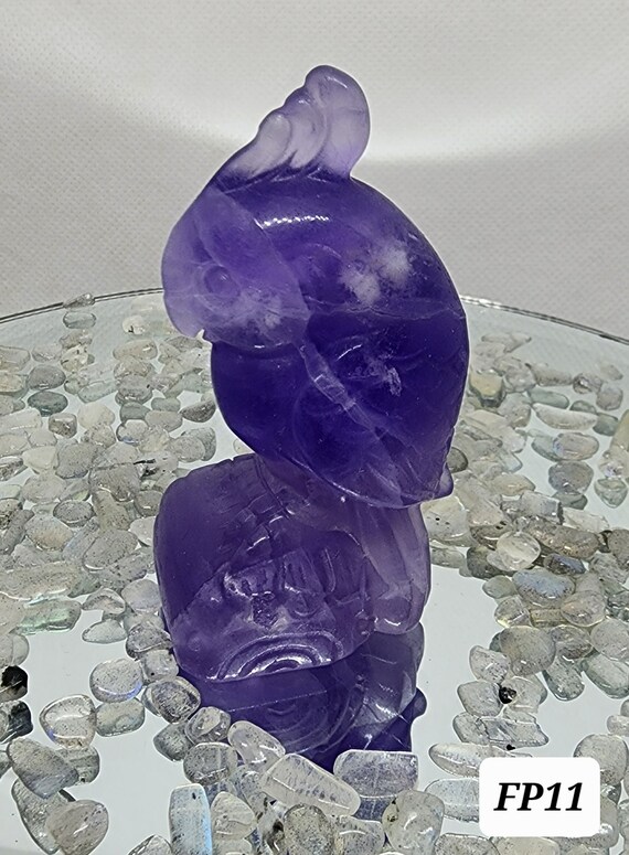 Purple Flourite Parrot, Cockatoo, Bird Hand Carved