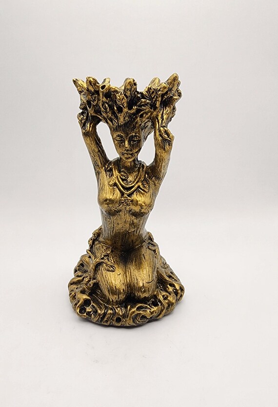 Goddess Sphere Stand, Mother Earth Goddess, Goddess Sphere Holder, Golden Goddess Resin Sphere Stand
