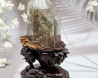 Garden Quartz Point with Handcrafted Sandalwood Stand